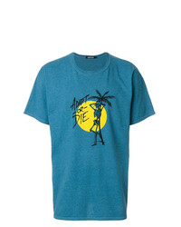 T-shirt à col rond imprimé bleu Adaptation