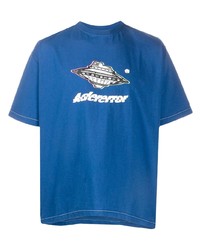 T-shirt à col rond imprimé bleu Ader Error