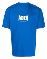 T-shirt à col rond imprimé bleu Ader Error