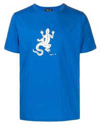 T-shirt à col rond imprimé bleu agnès b.