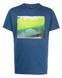 T-shirt à col rond imprimé bleu agnès b.