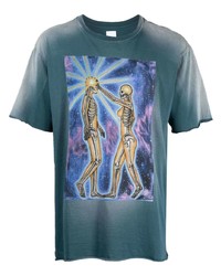 T-shirt à col rond imprimé bleu Alchemist