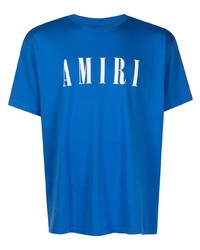 T-shirt à col rond imprimé bleu Amiri