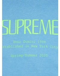 T-shirt à col rond imprimé bleu Supreme