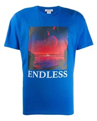 T-shirt à col rond imprimé bleu Applecore