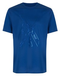 T-shirt à col rond imprimé bleu Armani Exchange