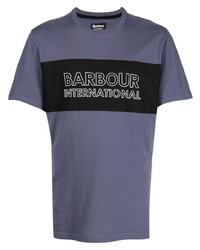 T-shirt à col rond imprimé bleu Barbour