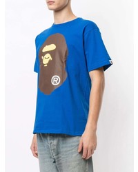 T-shirt à col rond imprimé bleu A Bathing Ape