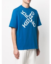 T-shirt à col rond imprimé bleu Kenzo