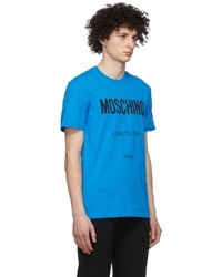 T-shirt à col rond imprimé bleu Moschino