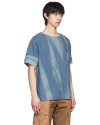 T-shirt à col rond imprimé bleu Jiyong Kim