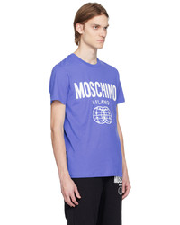 T-shirt à col rond imprimé bleu Moschino