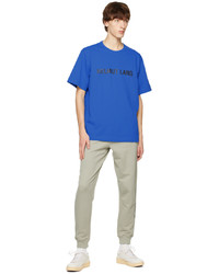 T-shirt à col rond imprimé bleu Helmut Lang
