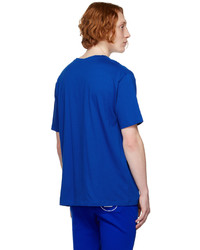 T-shirt à col rond imprimé bleu Balmain