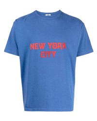 T-shirt à col rond imprimé bleu Bode