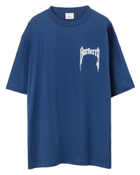 T-shirt à col rond imprimé bleu Burberry