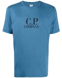 T-shirt à col rond imprimé bleu C.P. Company