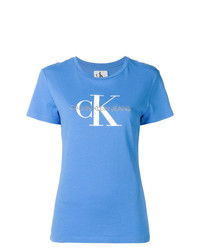 T-shirt à col rond imprimé bleu Calvin Klein Jeans
