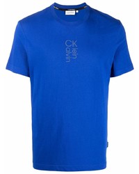 T-shirt à col rond imprimé bleu Calvin Klein