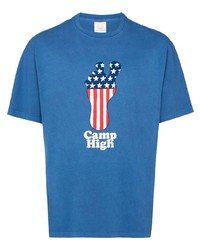 T-shirt à col rond imprimé bleu Camp High