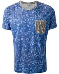 T-shirt à col rond imprimé bleu Carven