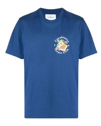 T-shirt à col rond imprimé bleu Casablanca