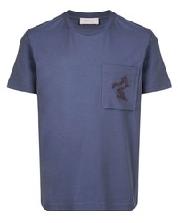 T-shirt à col rond imprimé bleu Cerruti 1881