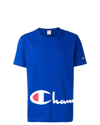 T-shirt à col rond imprimé bleu Champion