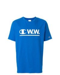 T-shirt à col rond imprimé bleu Champion X Wood Wood