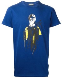 T-shirt à col rond imprimé bleu Christian Dior
