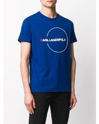 T-shirt à col rond imprimé bleu Karl Lagerfeld