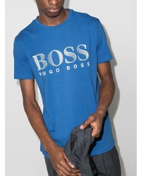 T-shirt à col rond imprimé bleu BOSS