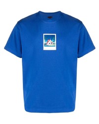 T-shirt à col rond imprimé bleu Clot