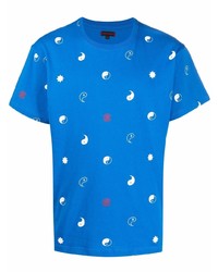 T-shirt à col rond imprimé bleu Clot