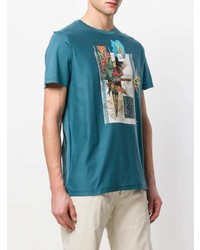 T-shirt à col rond imprimé bleu Etro