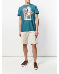 T-shirt à col rond imprimé bleu Etro