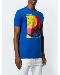 T-shirt à col rond imprimé bleu DSQUARED2