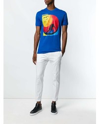 T-shirt à col rond imprimé bleu DSQUARED2