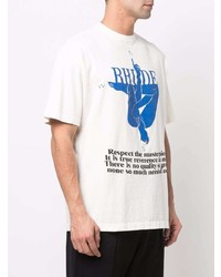 T-shirt à col rond imprimé bleu Rhude