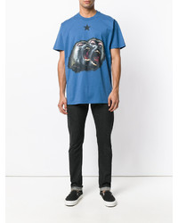 T-shirt à col rond imprimé bleu Givenchy