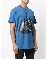 T-shirt à col rond imprimé bleu Givenchy