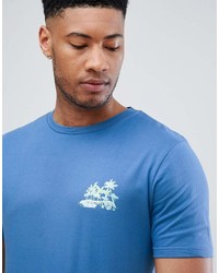 T-shirt à col rond imprimé bleu