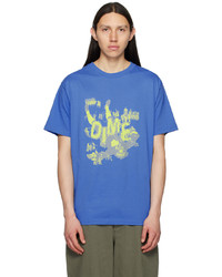 T-shirt à col rond imprimé bleu Dime