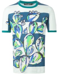 T-shirt à col rond imprimé bleu Dolce & Gabbana
