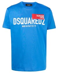 T-shirt à col rond imprimé bleu DSQUARED2