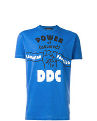 T-shirt à col rond imprimé bleu DSQUARED2