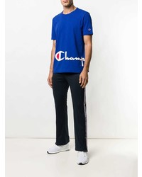 T-shirt à col rond imprimé bleu Champion