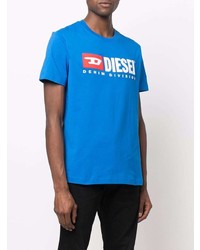 T-shirt à col rond imprimé bleu Diesel