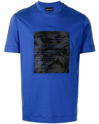 T-shirt à col rond imprimé bleu Emporio Armani