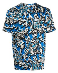 T-shirt à col rond imprimé bleu Etro